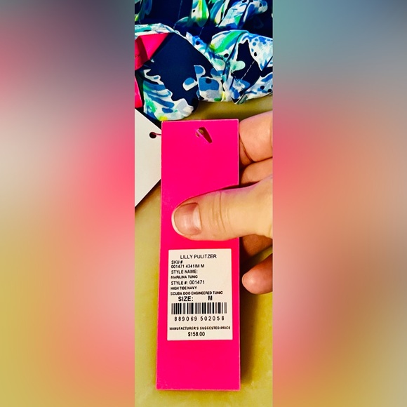 LILLY PULITZER Marilina High Tide Navy Scuba Doo Engineered Tunic (M) *NWT!👗🔖* - Picture 15 of 16